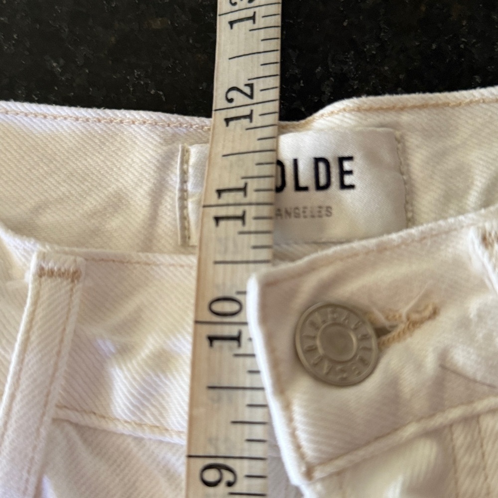 AGOLDE Riley White High Rise Distressed Button Fly Straight Crop Jeans Waist 24 - Picture 12 of 14